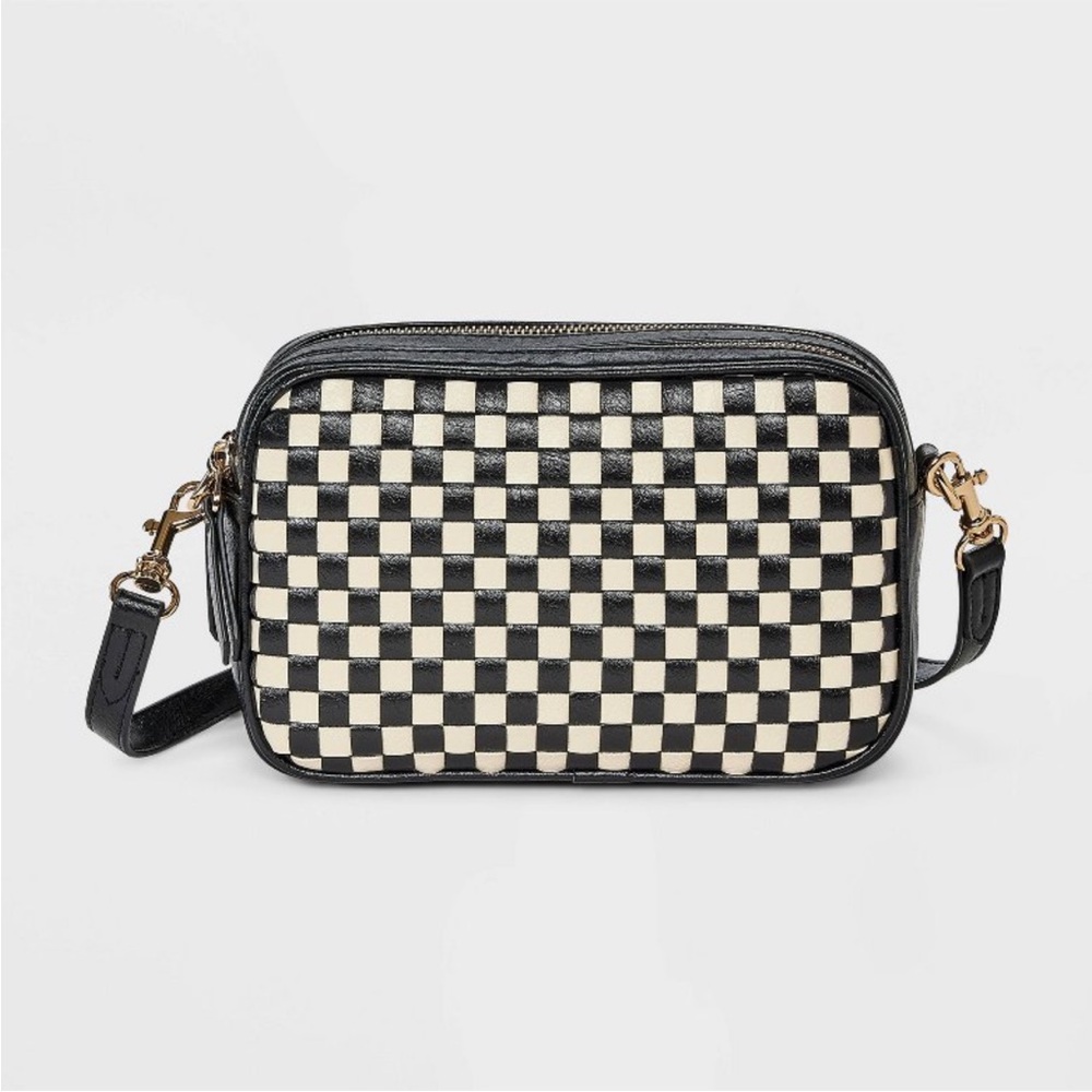 NEW Checkered Black and Cream Crossbody Bag